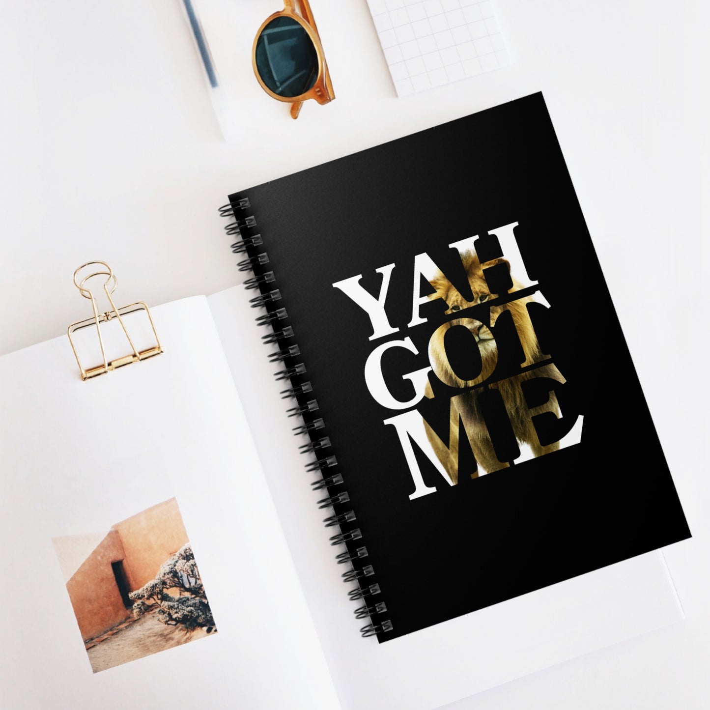 YAH GOT ME Lion Inside Spiral Notebook Prayer Journal - 118 pages Ruled Line