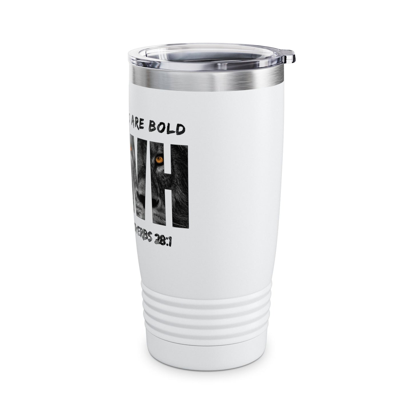 Inspirational 20oz Ringneck Tumbler - 'The Righteous Are Bold as a Lion - Proverbs 28:1'
