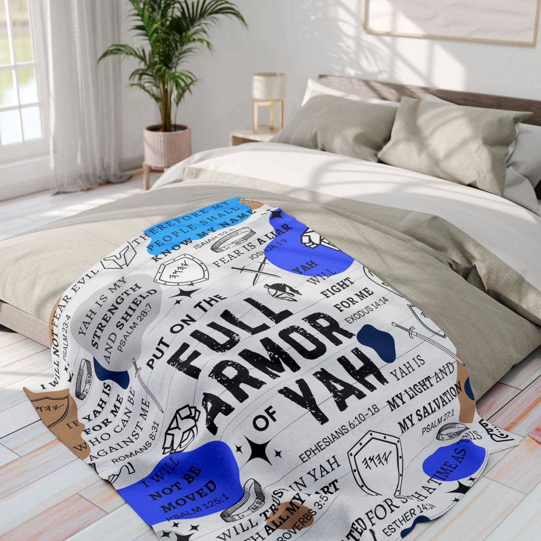 PUT ON THE FULL ARMOR OF YAH Throw Blanket Arctic Fleece Blanket