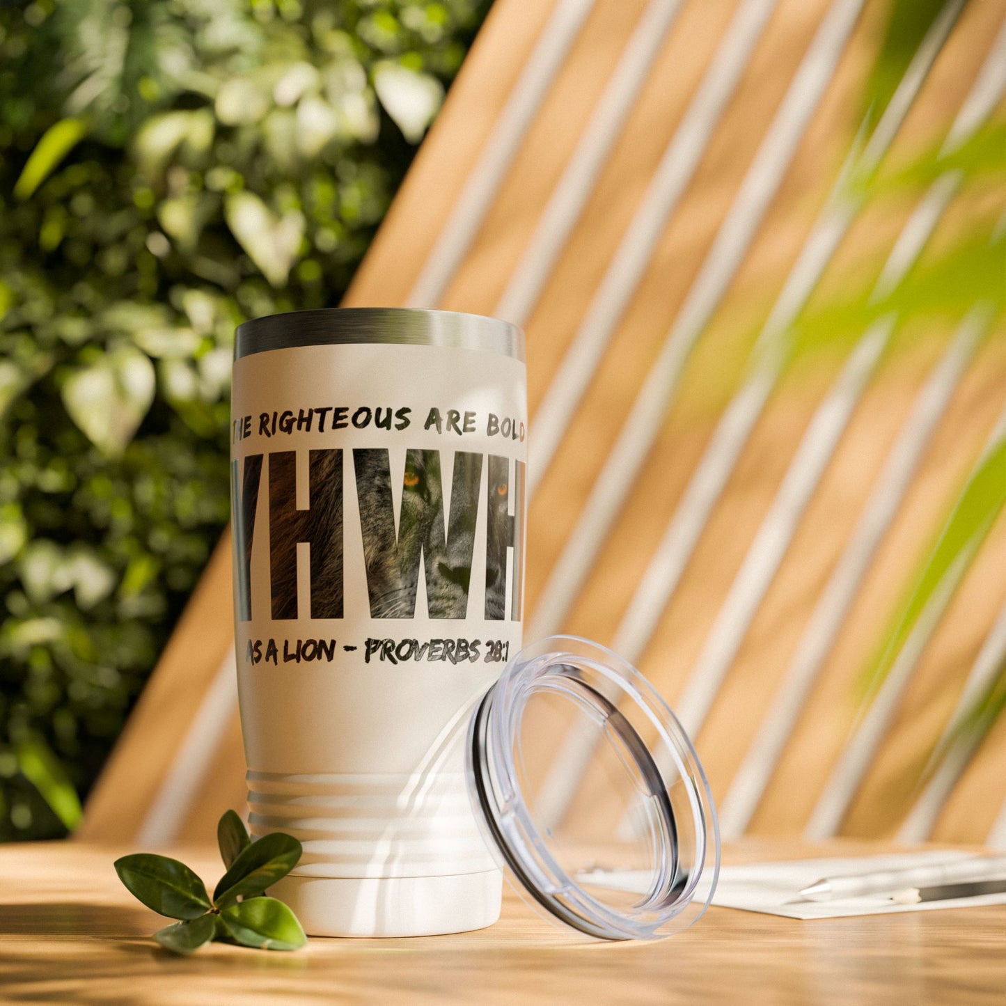 Inspirational 20oz Ringneck Tumbler - 'The Righteous Are Bold as a Lion - Proverbs 28:1'