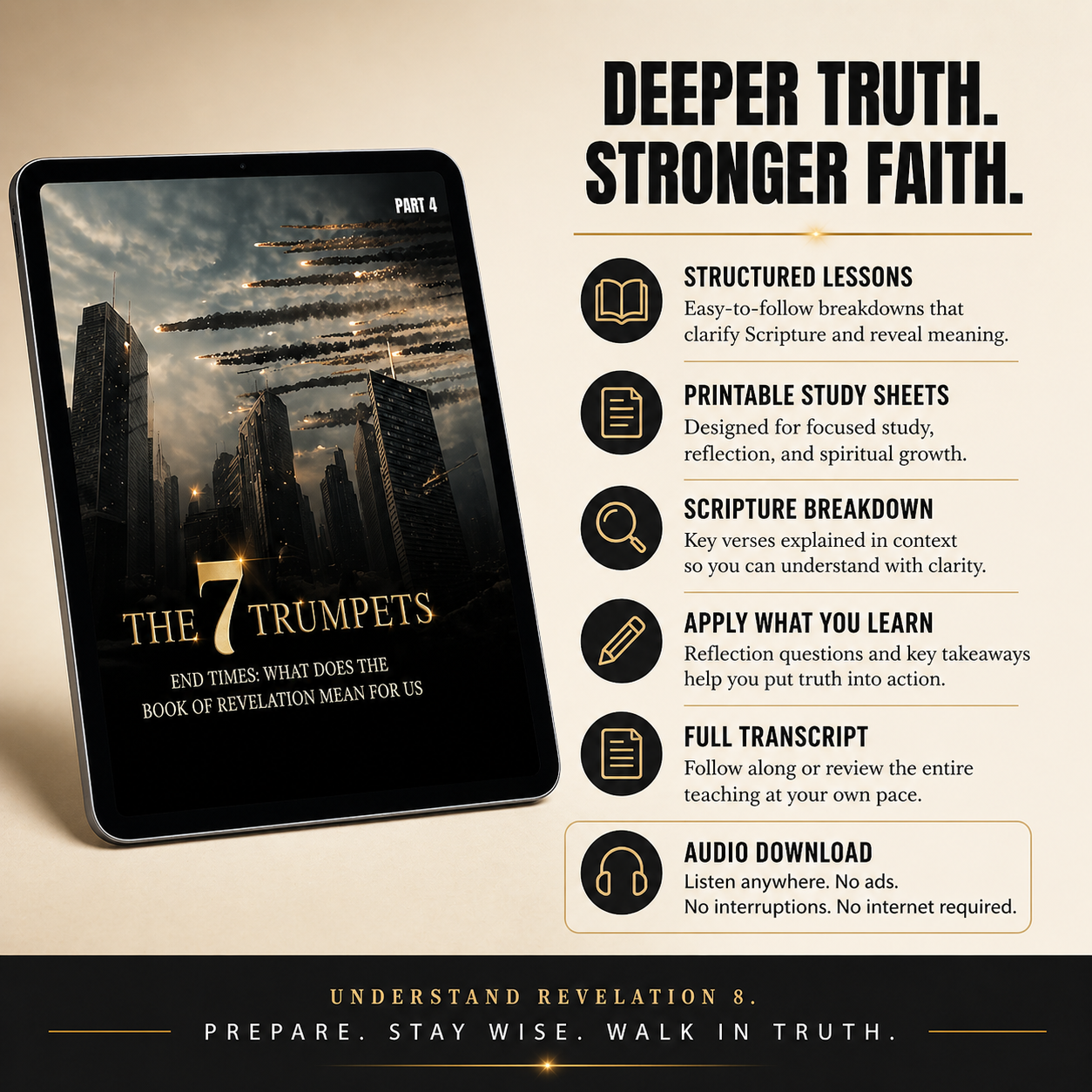 The 7 Trumpets Bible Study Guide pt. 4 | Understand Revelation 8 & Prepare with Clarity | Lesson Study Guide + Audio MP3 + Scripture Study + Lesson Transcript PDF Download