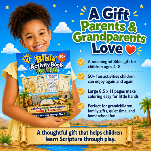 Bible Activity Book for Kids: Mazes, Tracing, Counting, Puzzles, and Scripture Fun
