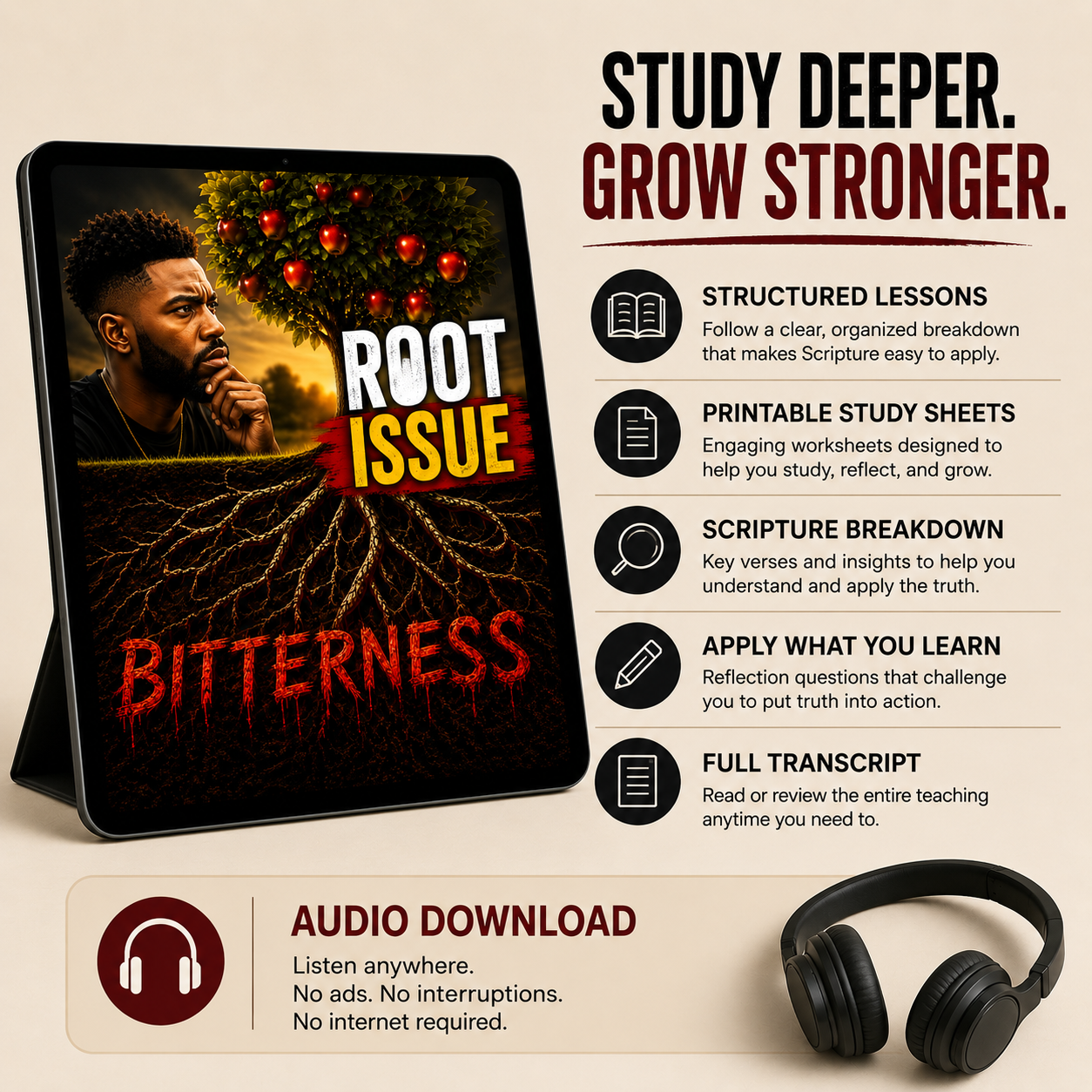 The Root Beneath the Fruit Bible Study Guide | Identify Hidden Bitterness and Grow Spiritually | Lesson Study Guide + Audio MP3 + Scripture Study + Lesson Transcript PDF Download