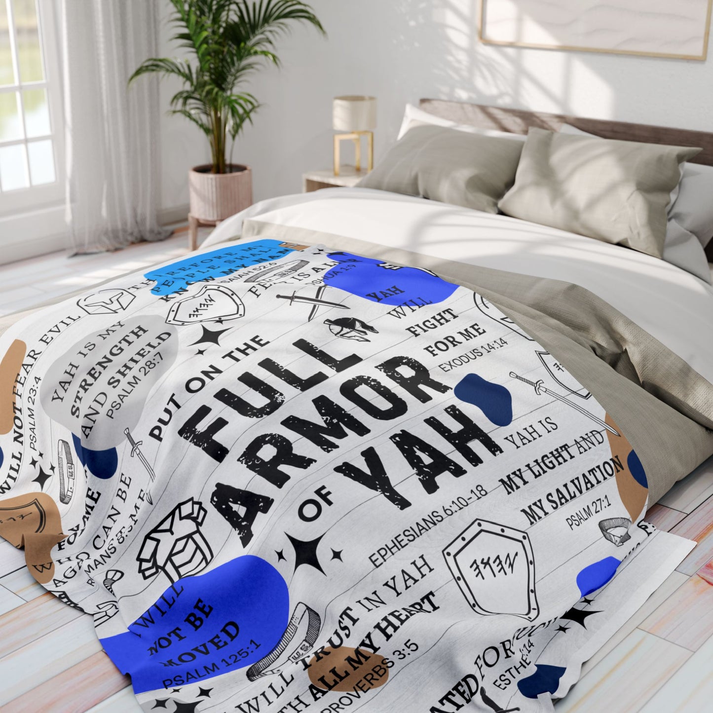 PUT ON THE FULL ARMOR OF YAH Throw Blanket Arctic Fleece Blanket