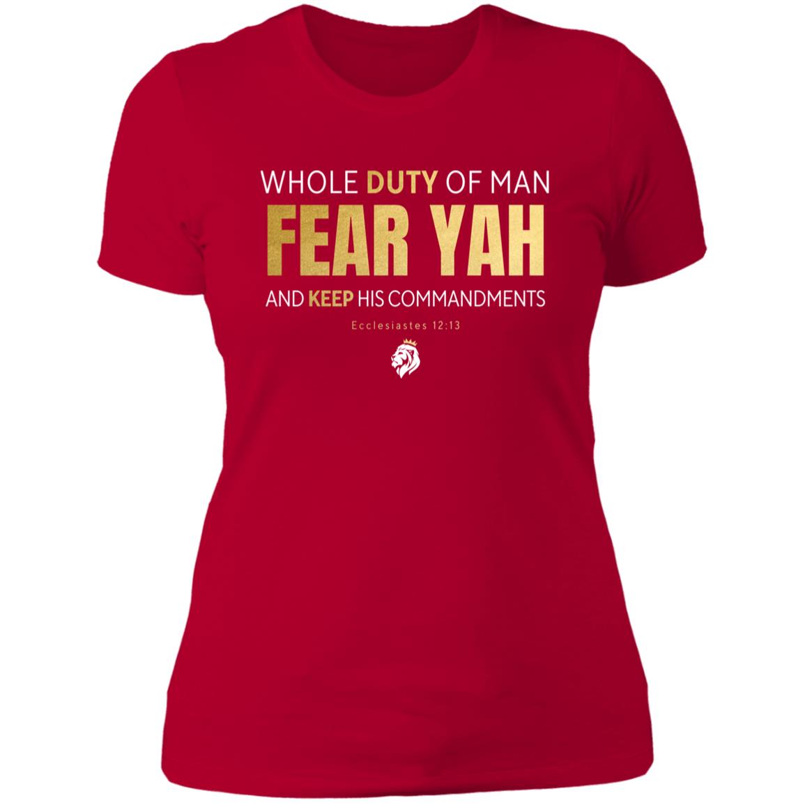 Fear YAH Gold Letter Ladies' T-shirt