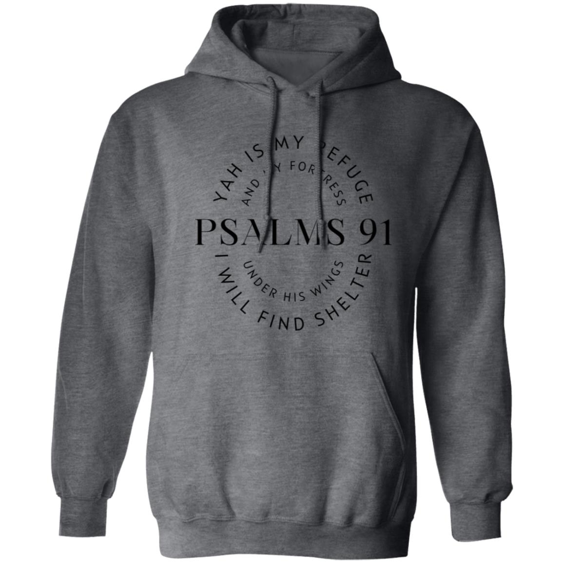 YAH IS MY REFUGE in Black Letters Unisex Pullover Hoodie