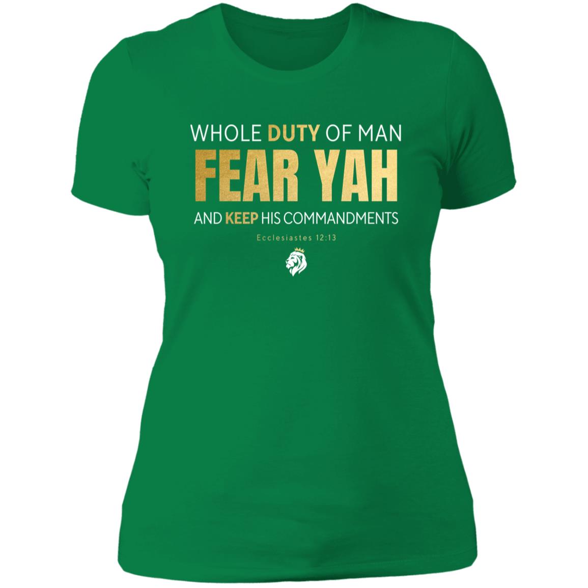 Fear YAH Gold Letter Ladies' T-shirt