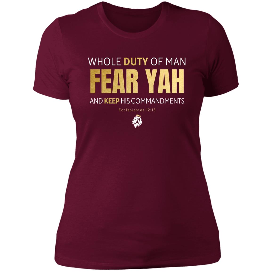 Fear YAH Gold Letter Ladies' T-shirt