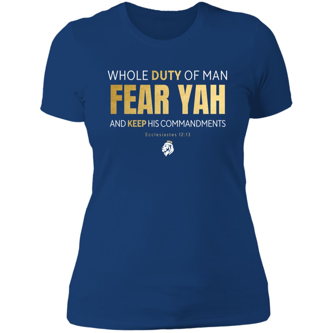 Fear YAH Gold Letter Ladies' T-shirt