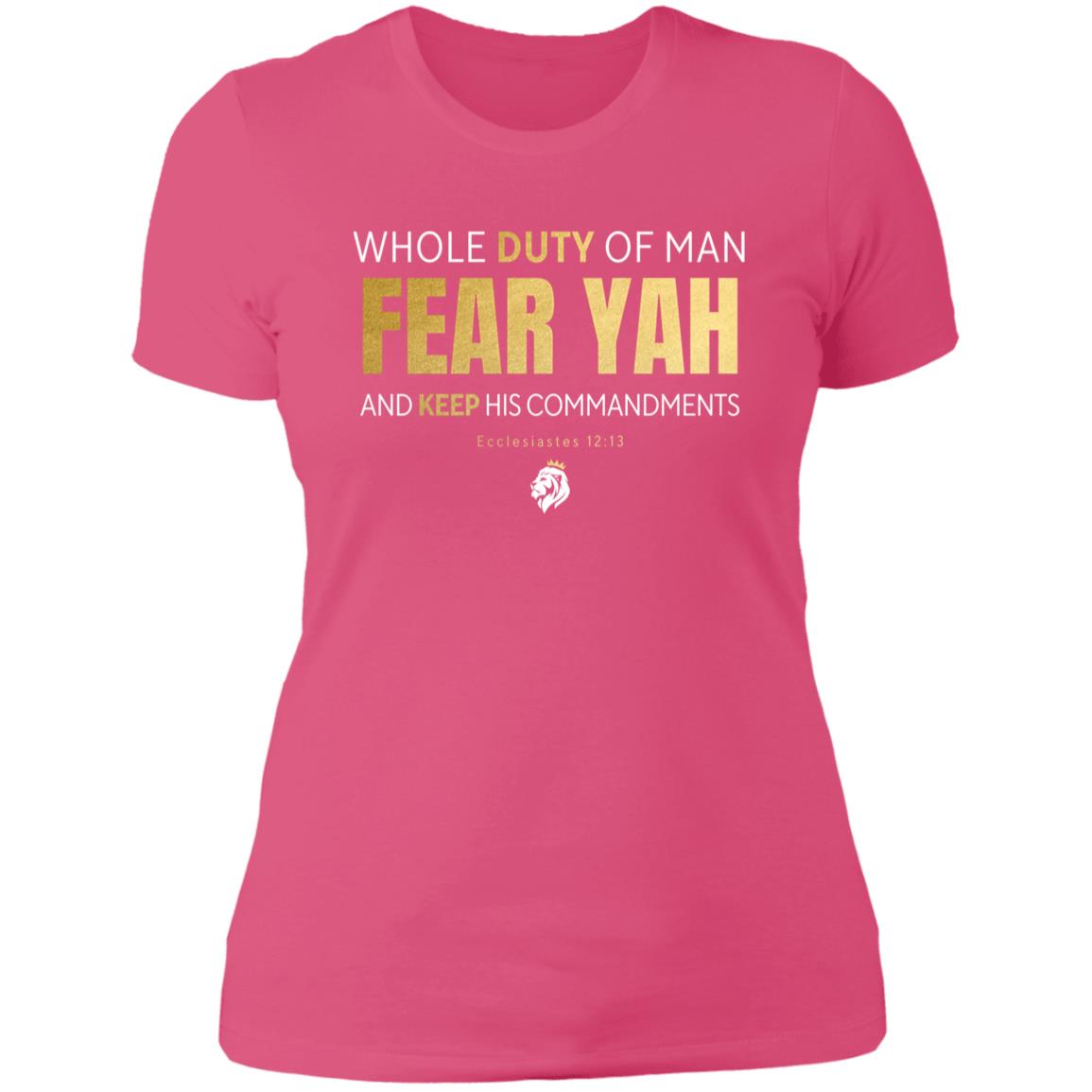 Fear YAH Gold Letter Ladies' T-shirt