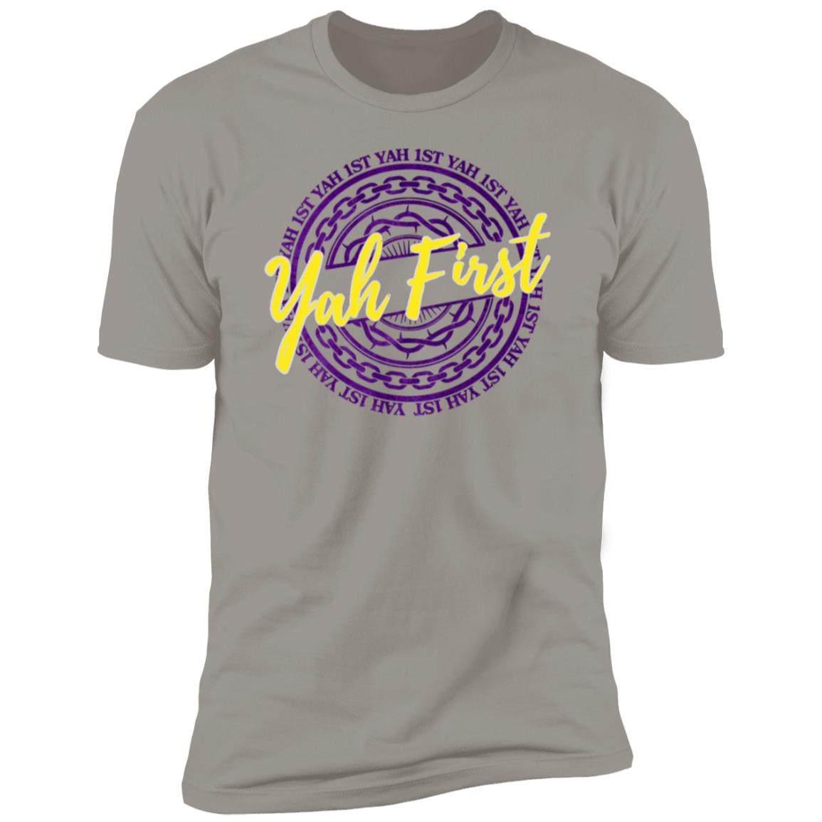 YAH FIRST In Purple Letters Men's Premium Short Sleeve T-Shirt