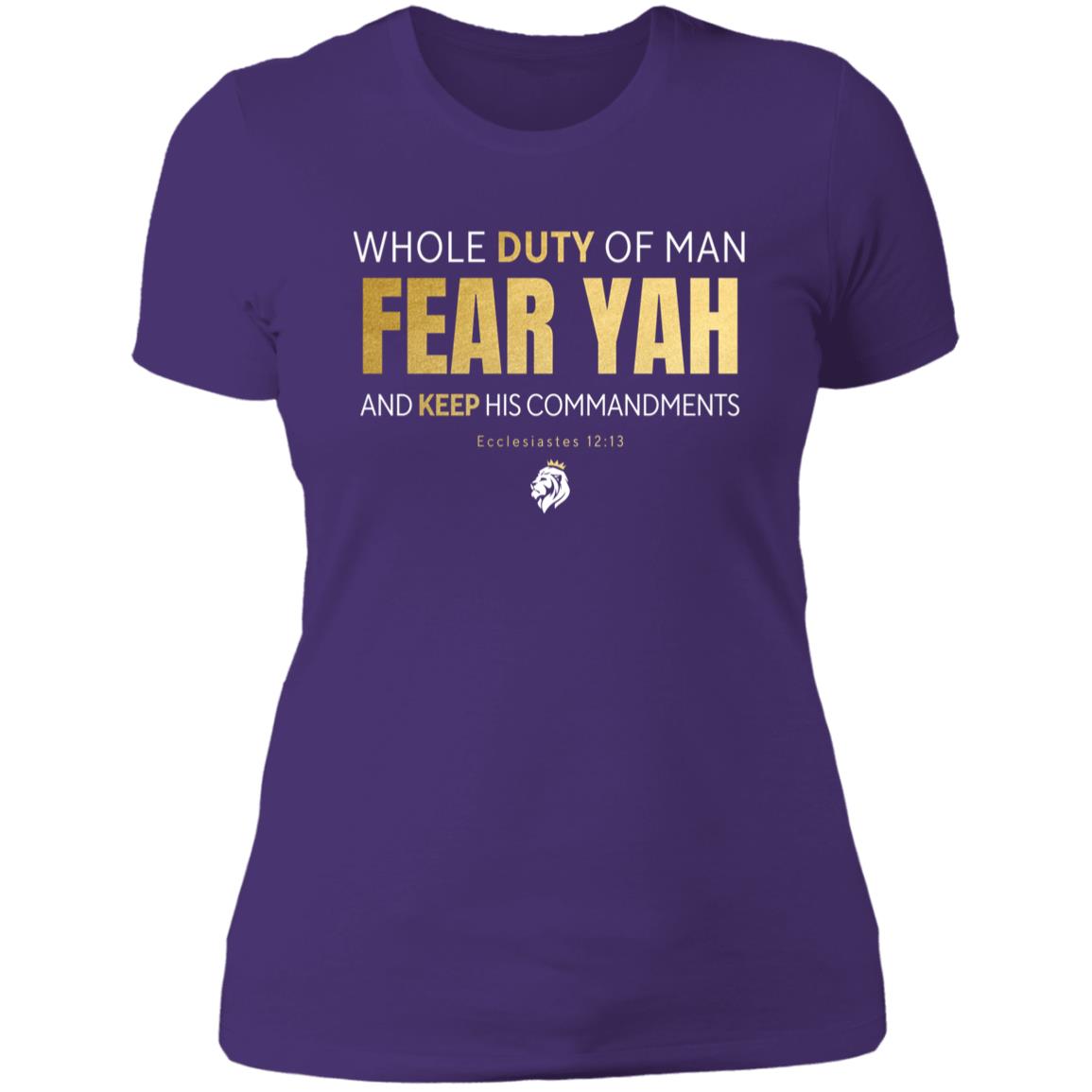 Fear YAH Gold Letter Ladies' T-shirt