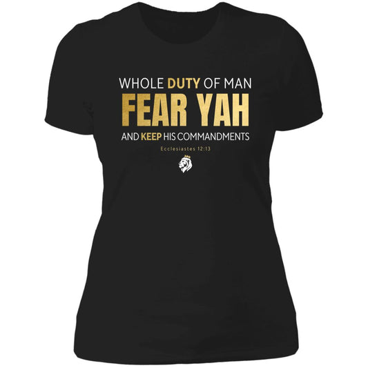Fear YAH Gold Letter Ladies' T-shirt