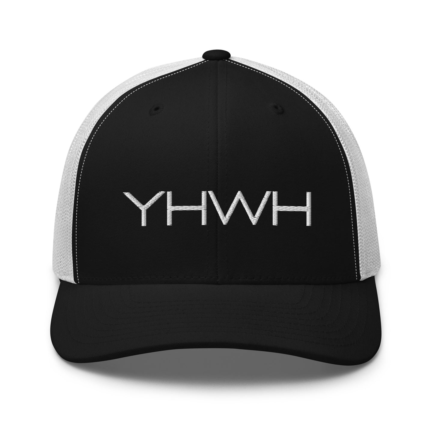 YHWH in White Letter Embroidery Trucker Cap