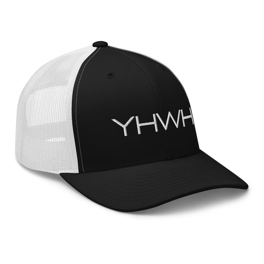 YHWH in White Letter Embroidery Trucker Cap