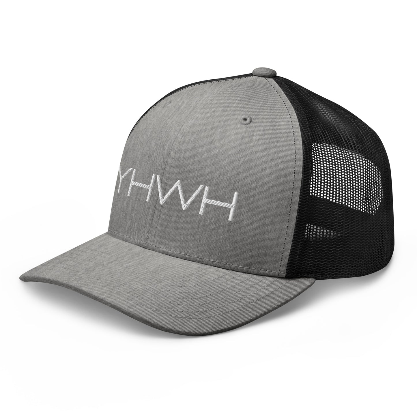 YHWH in White Letter Embroidery Trucker Cap