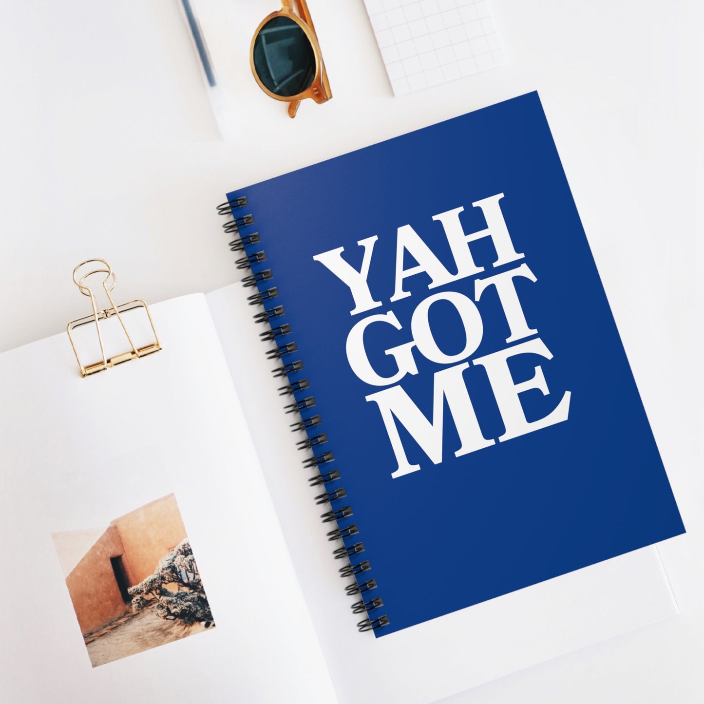 YAH GOT ME Blue Spiral Notebook Prayer Journal - 118 pages Ruled Line