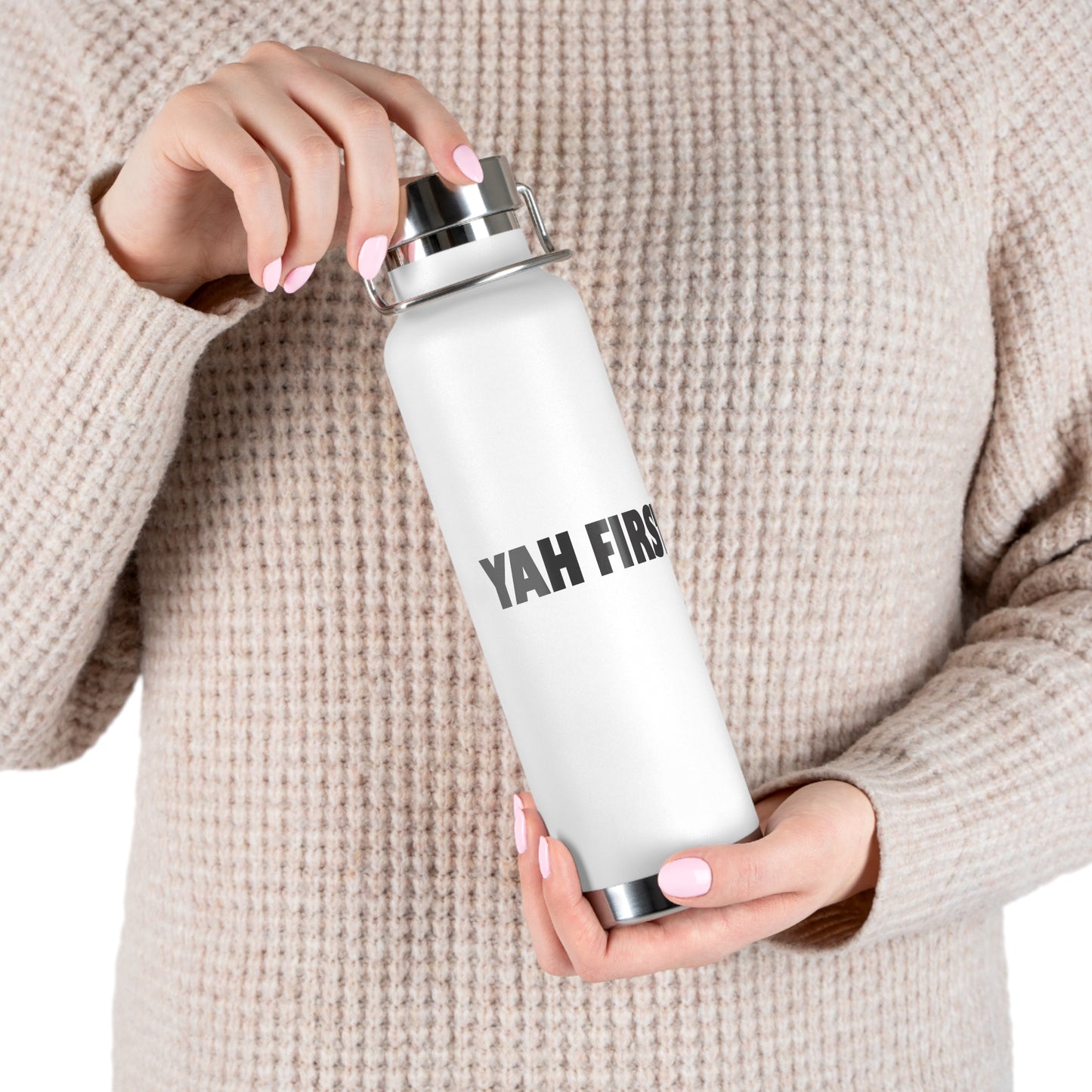 YAH FIRST 22oz White Copper Vacuum Insulated Bottle