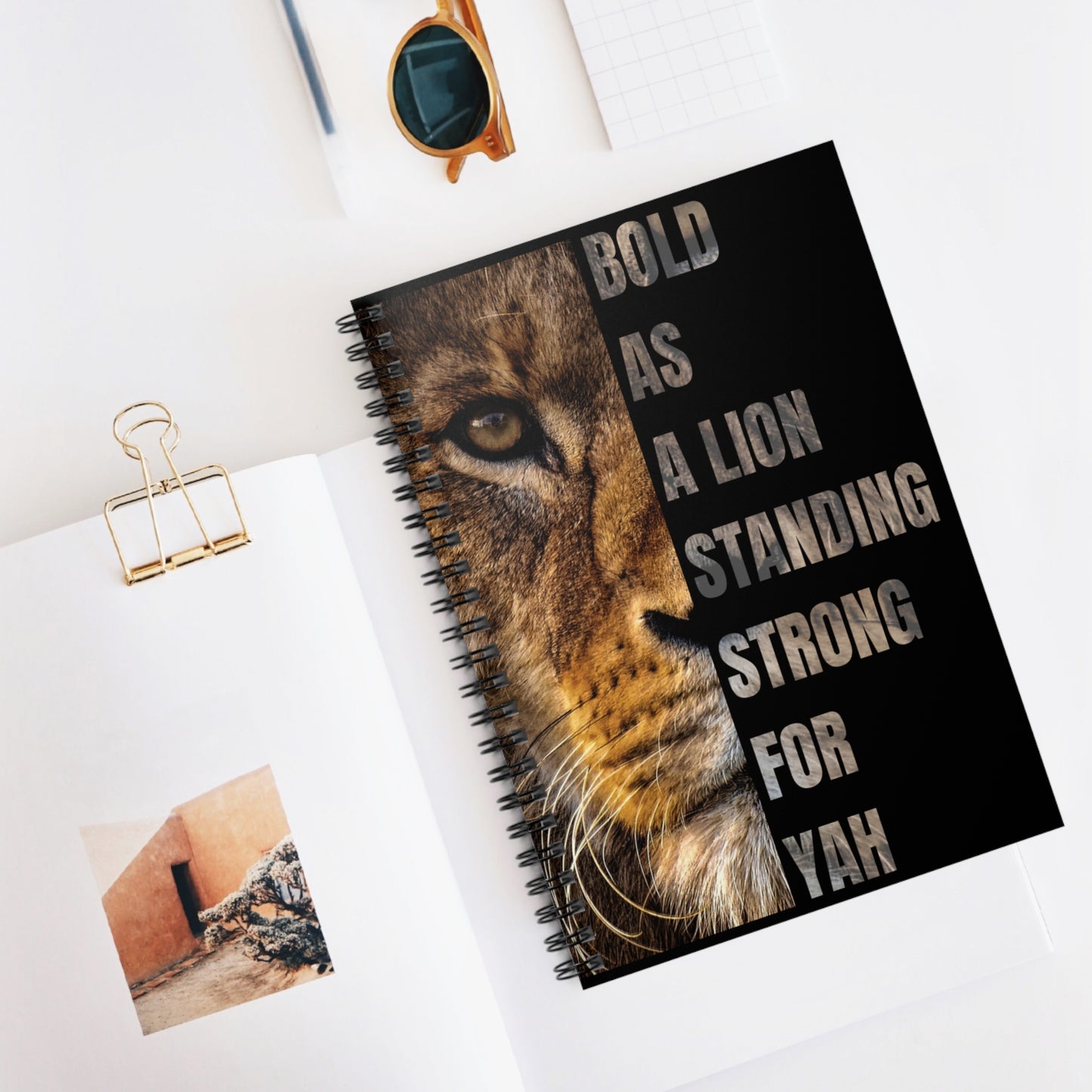 Bold As A Lion Spiral Prayer Journal Notebook - 118 pages Ruled Line