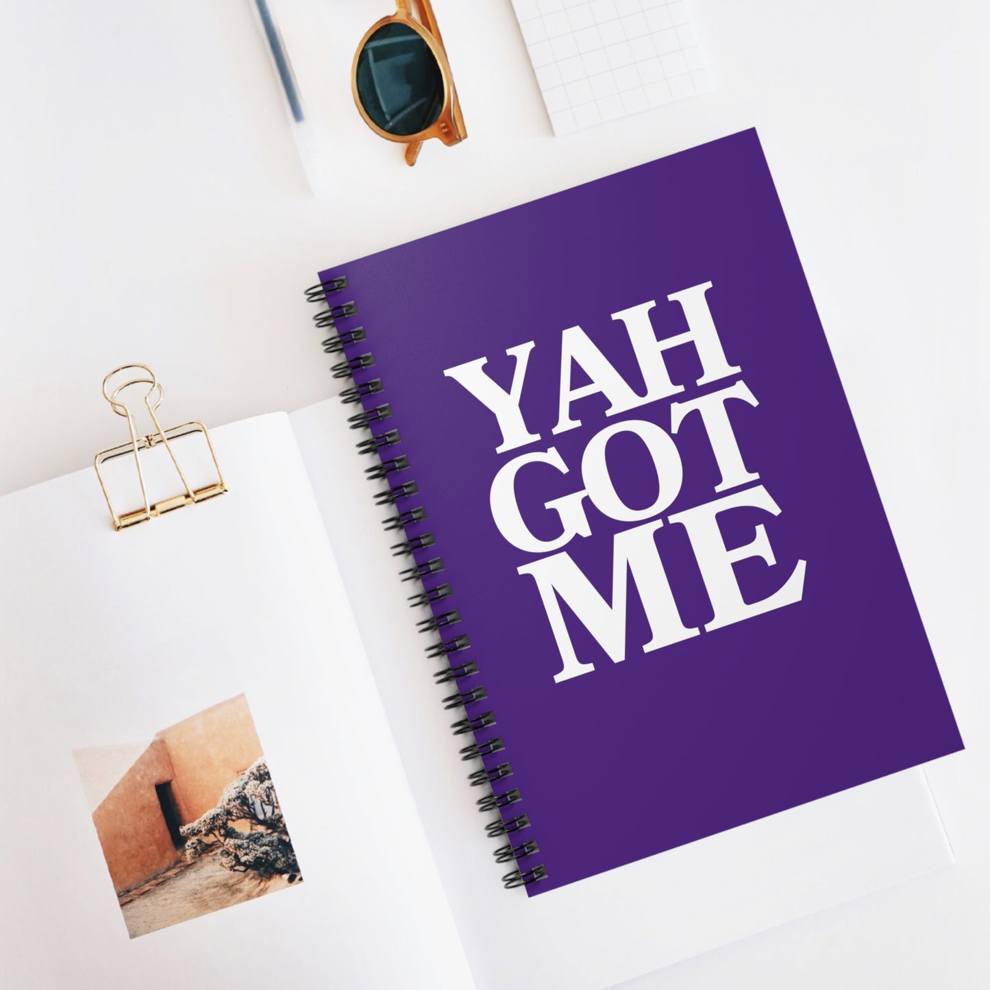 YAH GOT ME Purple Spiral Notebook Prayer Journal - 118 pages Ruled Line