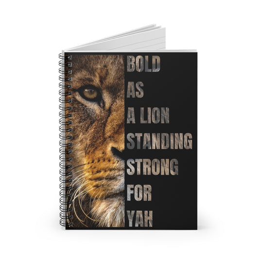 Bold As A Lion Spiral Prayer Journal Notebook - 118 pages Ruled Line