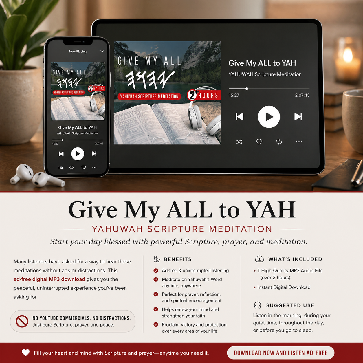 Give My ALL to YAH Yahuwah Scripture Meditation (Ad-Free MP3 Download)