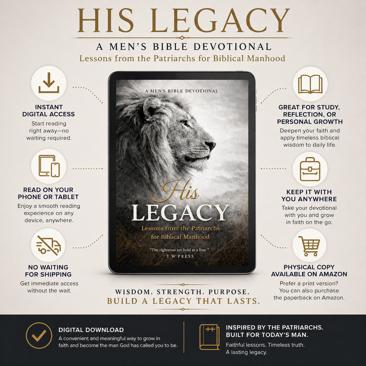 His Legacy – Digital Devotional for Biblical Manhood | Men’s Bible Study on Leadership, Faith & Purpose (Instant Download)