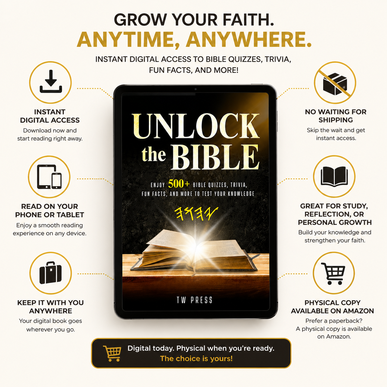 Unlock the Bible (Digital Download) – 500+ Bible Quizzes, Trivia & Fun Facts to Test Your Knowledge Instantly