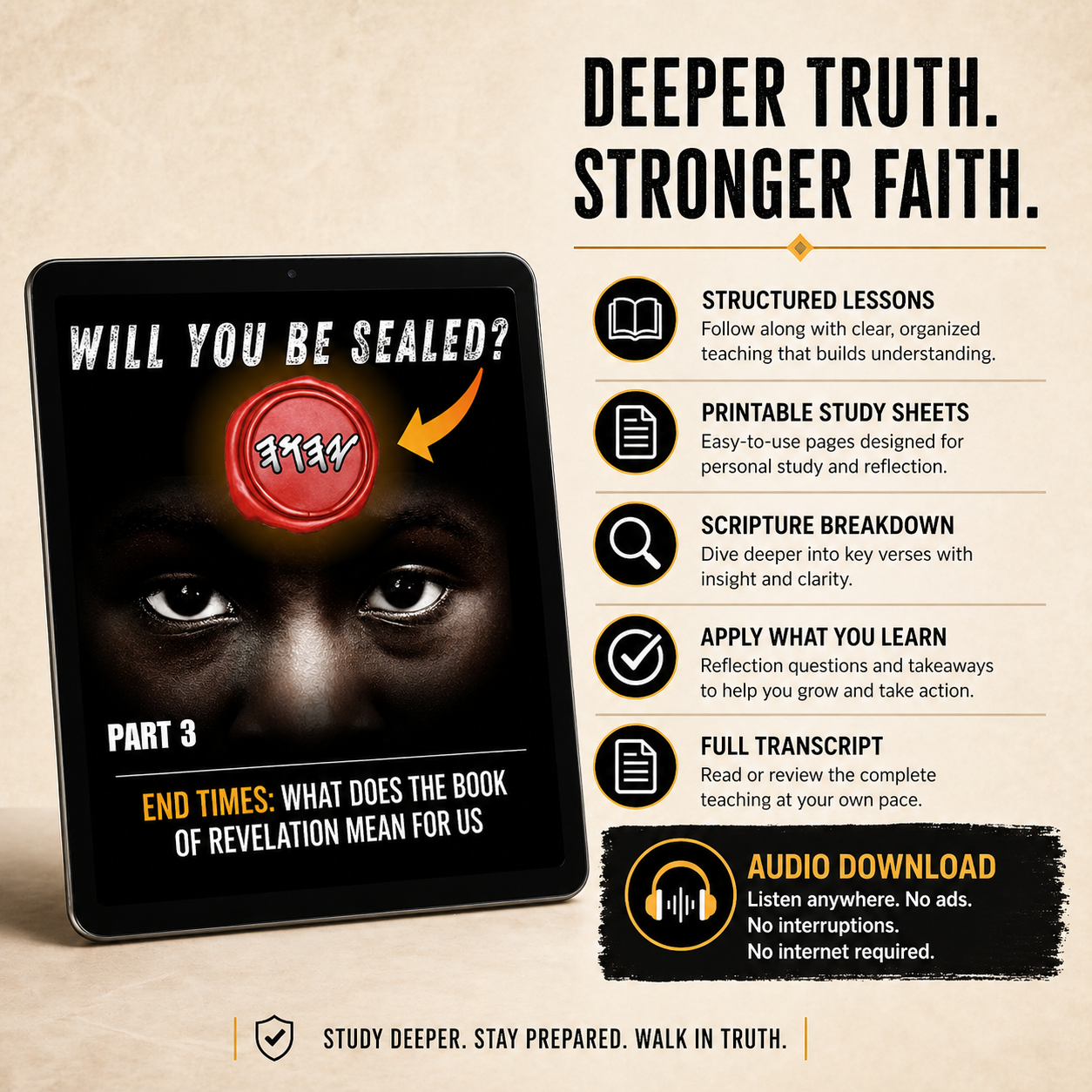 End Times Revelation Bible Study Guide pt. 3 | Understand the Seal, the 144,000 & Spiritual Readiness | Lesson Study Guide + Audio MP3 + Scripture Study + Lesson Transcript PDF Download