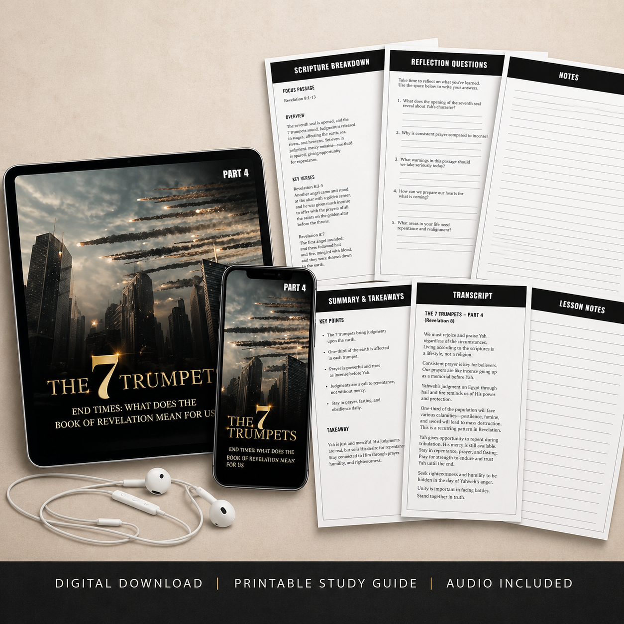 The 7 Trumpets Bible Study Guide pt. 4 | Understand Revelation 8 & Prepare with Clarity | Lesson Study Guide + Audio MP3 + Scripture Study + Lesson Transcript PDF Download