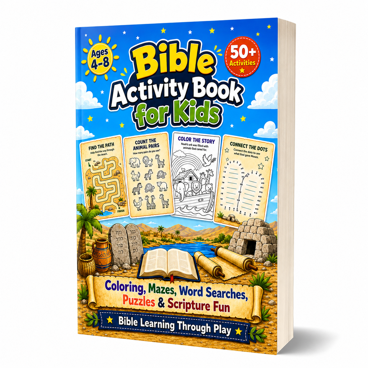 Bible Activity Book for Kids: Mazes, Tracing, Counting, Puzzles, and Scripture Fun