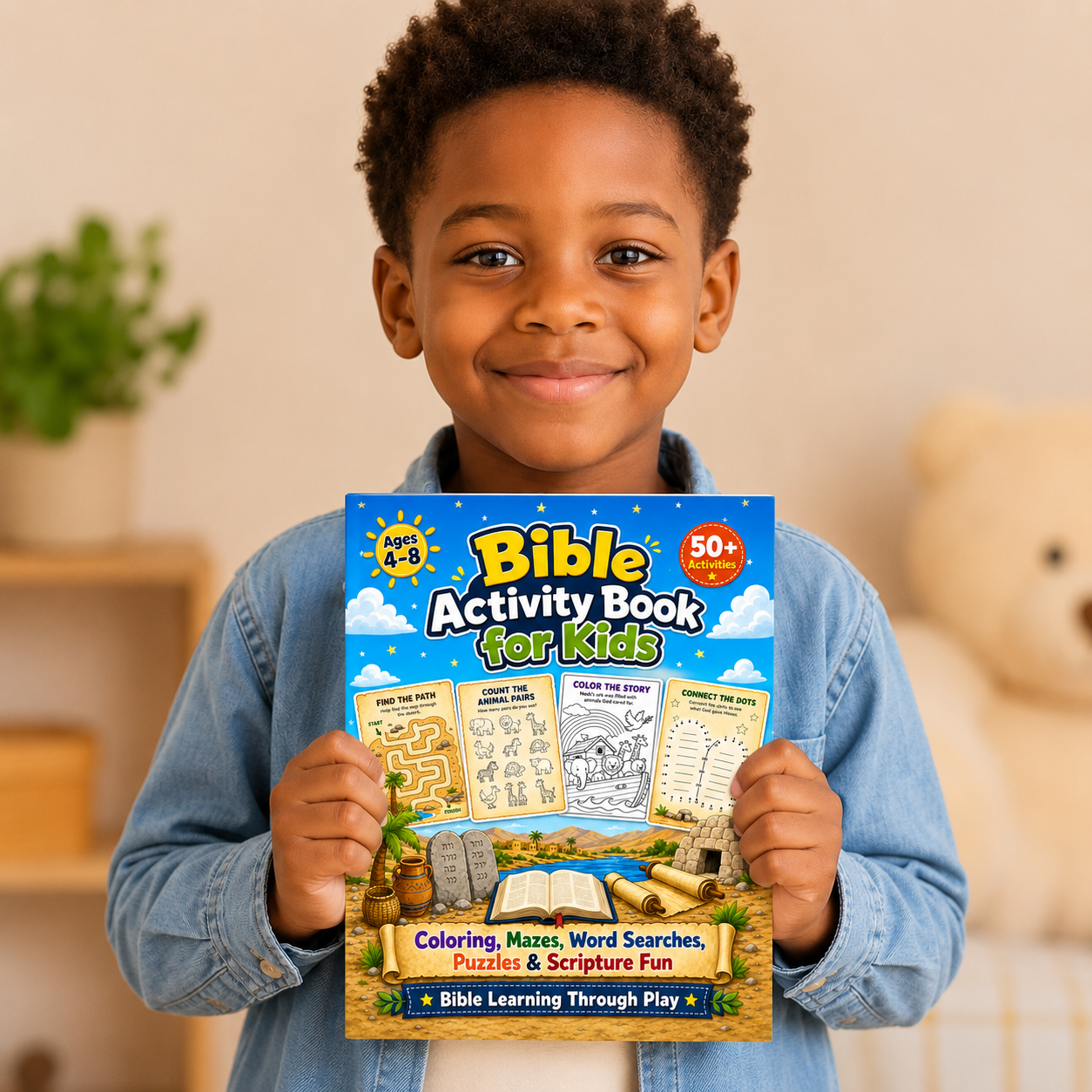 Bible Activity Book for Kids: Mazes, Tracing, Counting, Puzzles, and Scripture Fun
