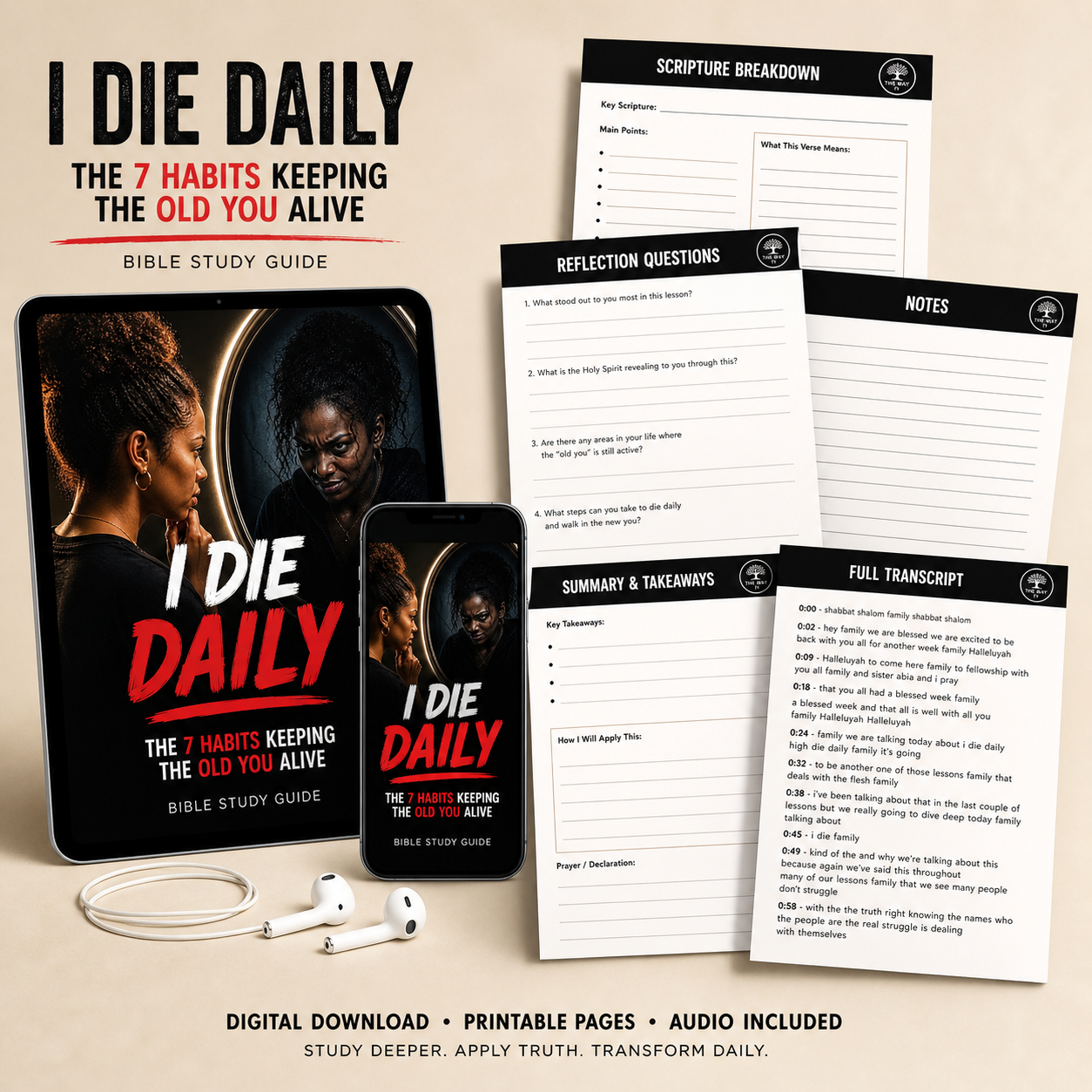 I Die Daily Bible Study Guide | Break Free from the Old Self & Walk in True Spiritual Growth | Lesson Study Guide + Audio MP3 + Scripture Study + Lesson Transcript PDF Download
