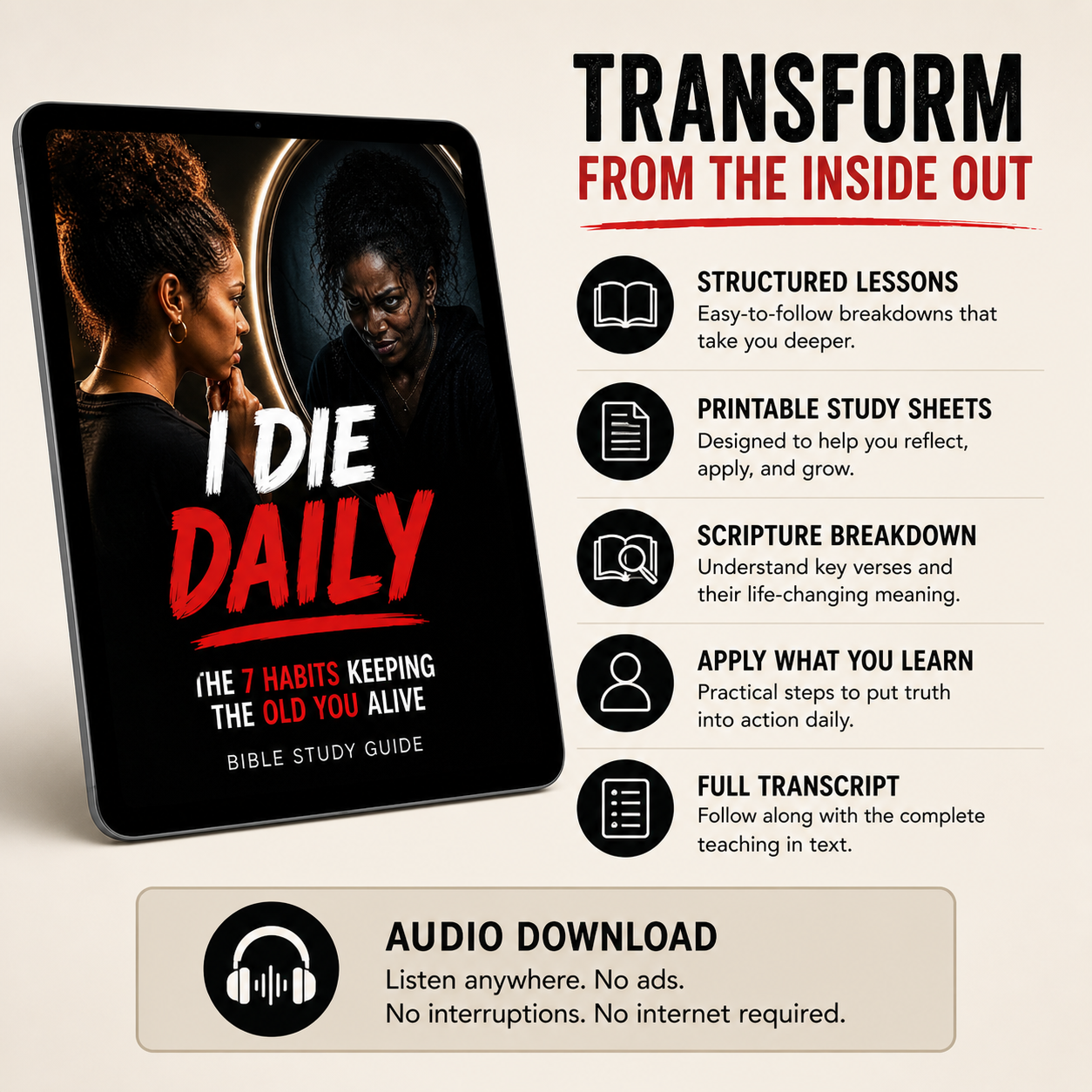 I Die Daily Bible Study Guide | Break Free from the Old Self & Walk in True Spiritual Growth | Lesson Study Guide + Audio MP3 + Scripture Study + Lesson Transcript PDF Download