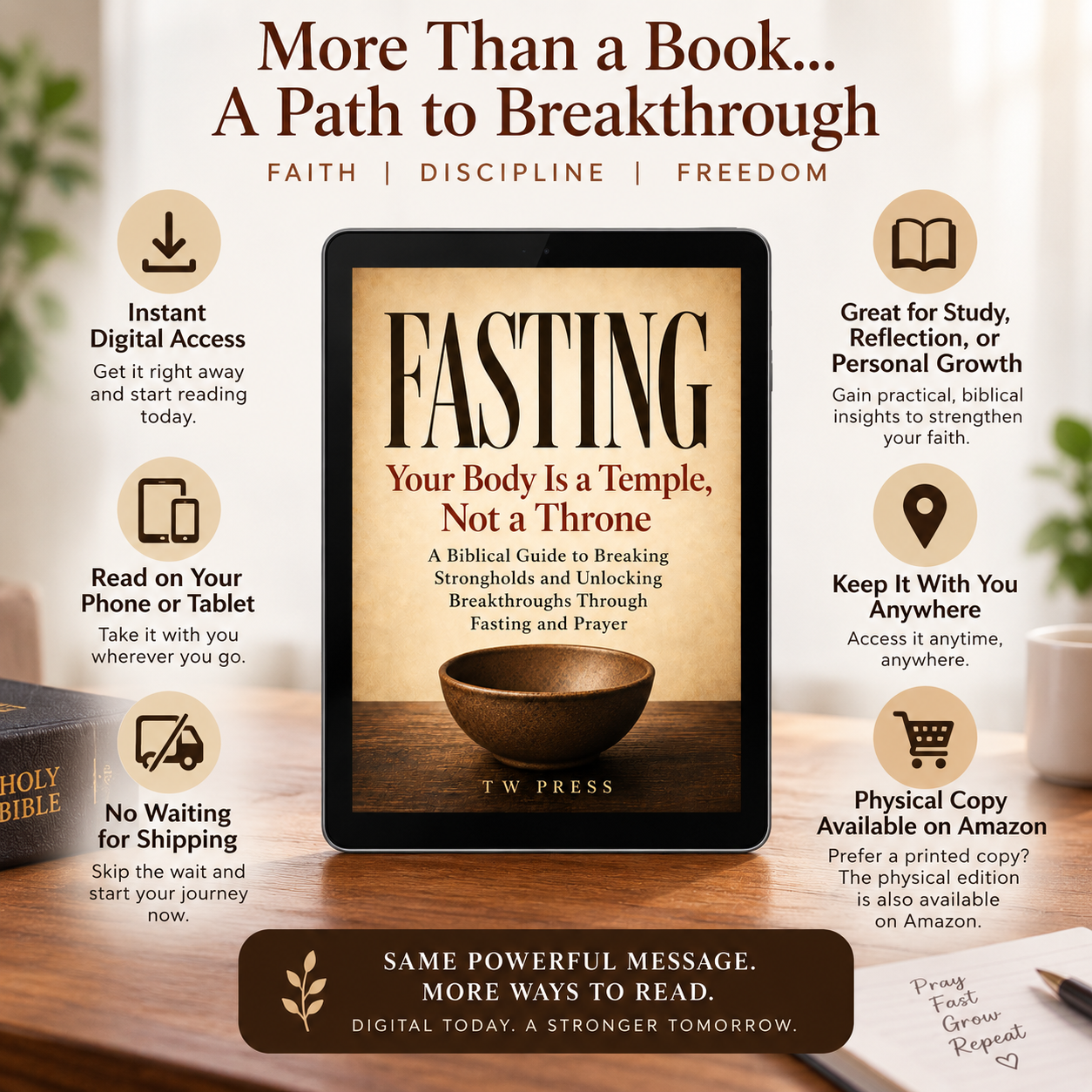 Fasting: Your Body Is a Temple, Not a Throne — Digital Book Download | Biblical Guide to Fasting, Prayer & Spiritual Breakthrough