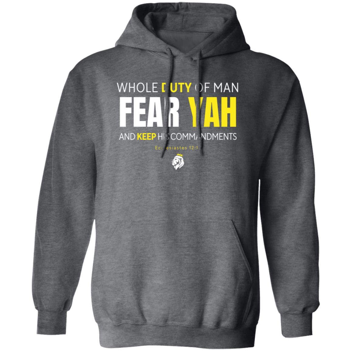 FEAR YAH AND KEEP HIS COMMANDMENTS in White and Yellow Letters Pullover Hoodie