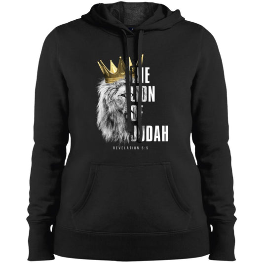 Lion of Judah Ladies' Pullover Hooded Sweatshirt in White Letters