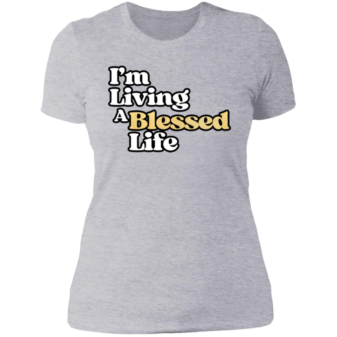 Blessed Life White and Gold Letters Ladies' T-Shirt