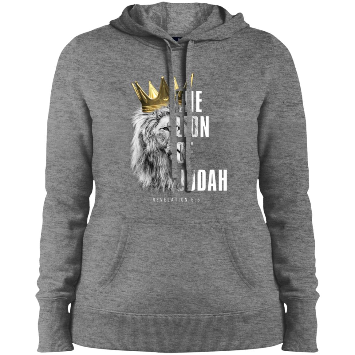 Lion of Judah Ladies' Pullover Hooded Sweatshirt in White Letters