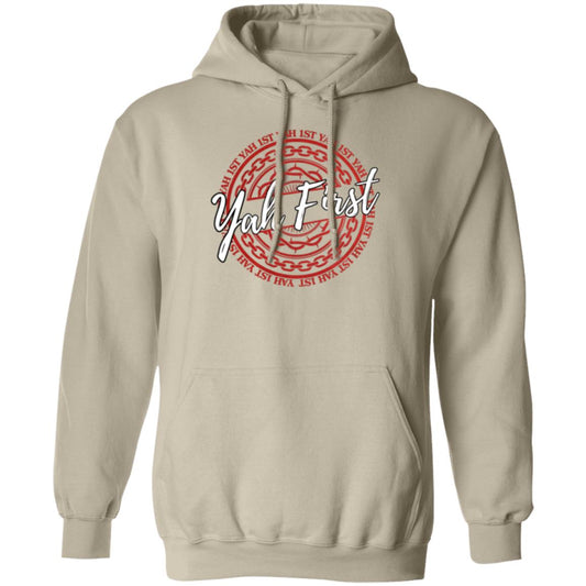 YAH First in White and Red Letters Pullover Hoodie