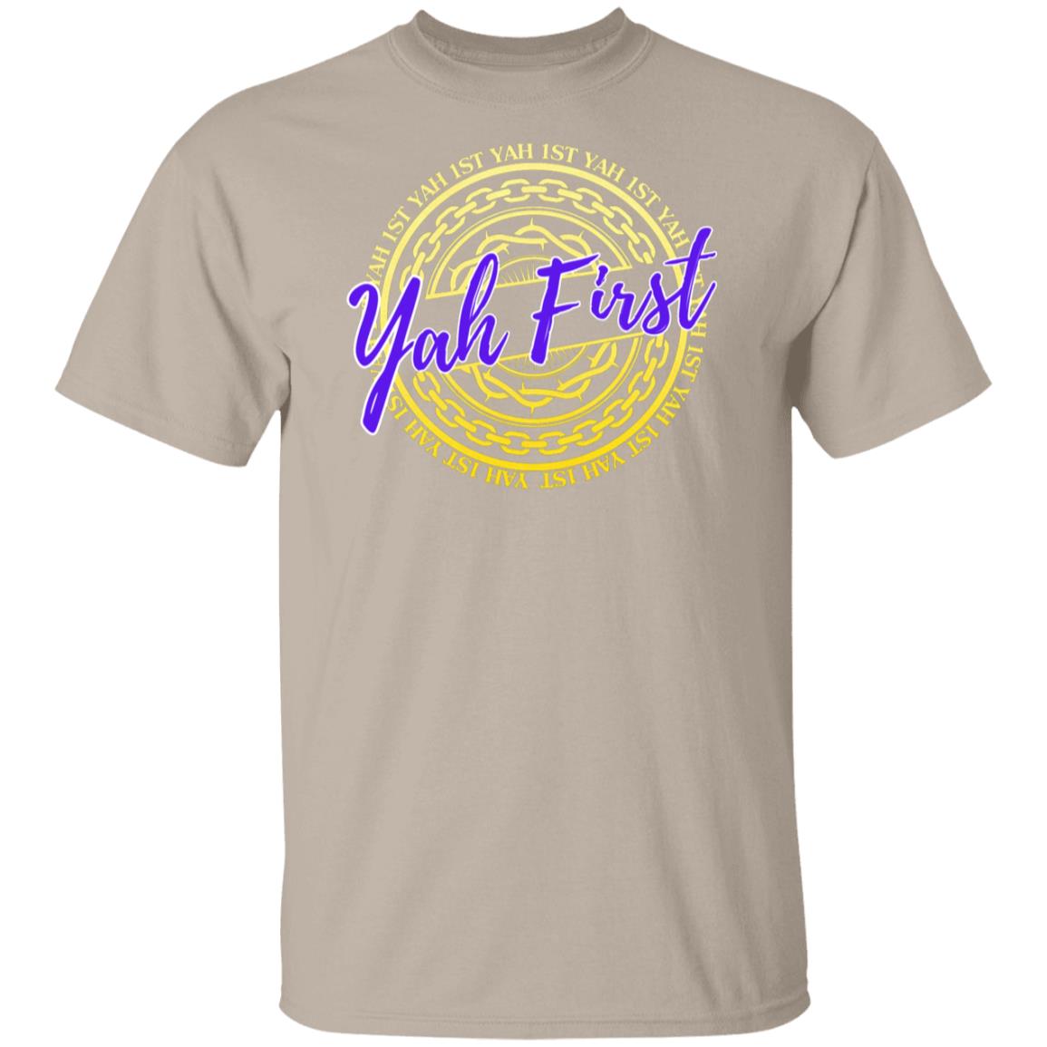 YAH FIRST Yellow and Purple Letters Unisex T-Shirt