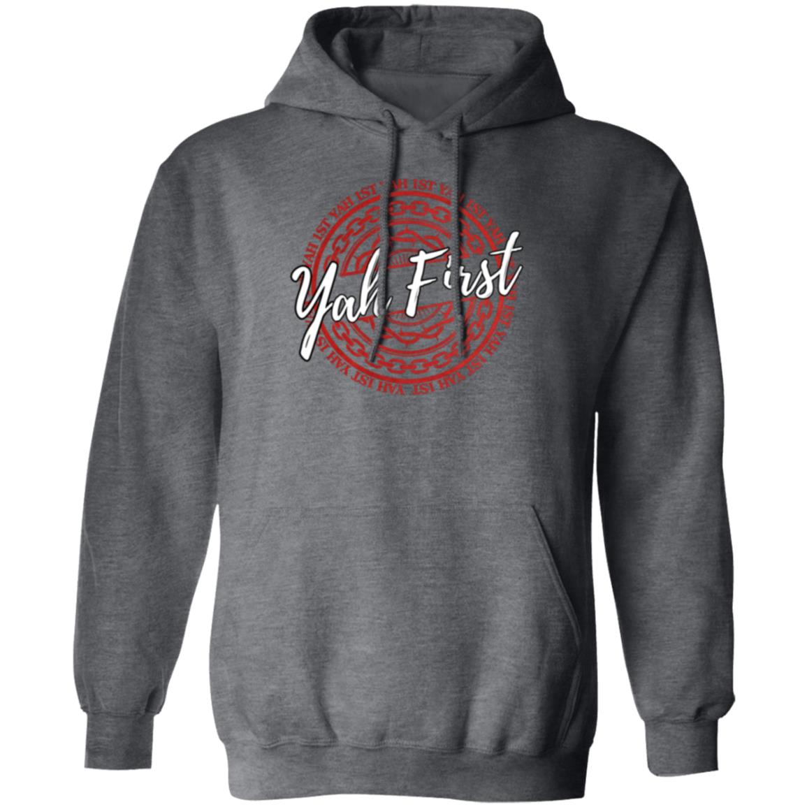 YAH First in White and Red Letters Pullover Hoodie