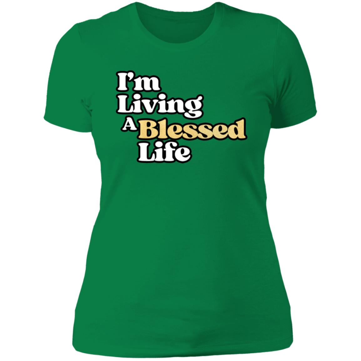 Blessed Life White and Gold Letters Ladies' T-Shirt