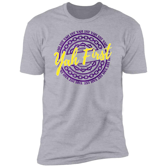YAH FIRST In Purple Letters Men's Premium Short Sleeve T-Shirt