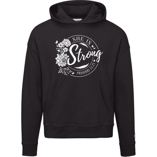 SHE IS STRONG Champion brand Women's Powerblend Hoodie