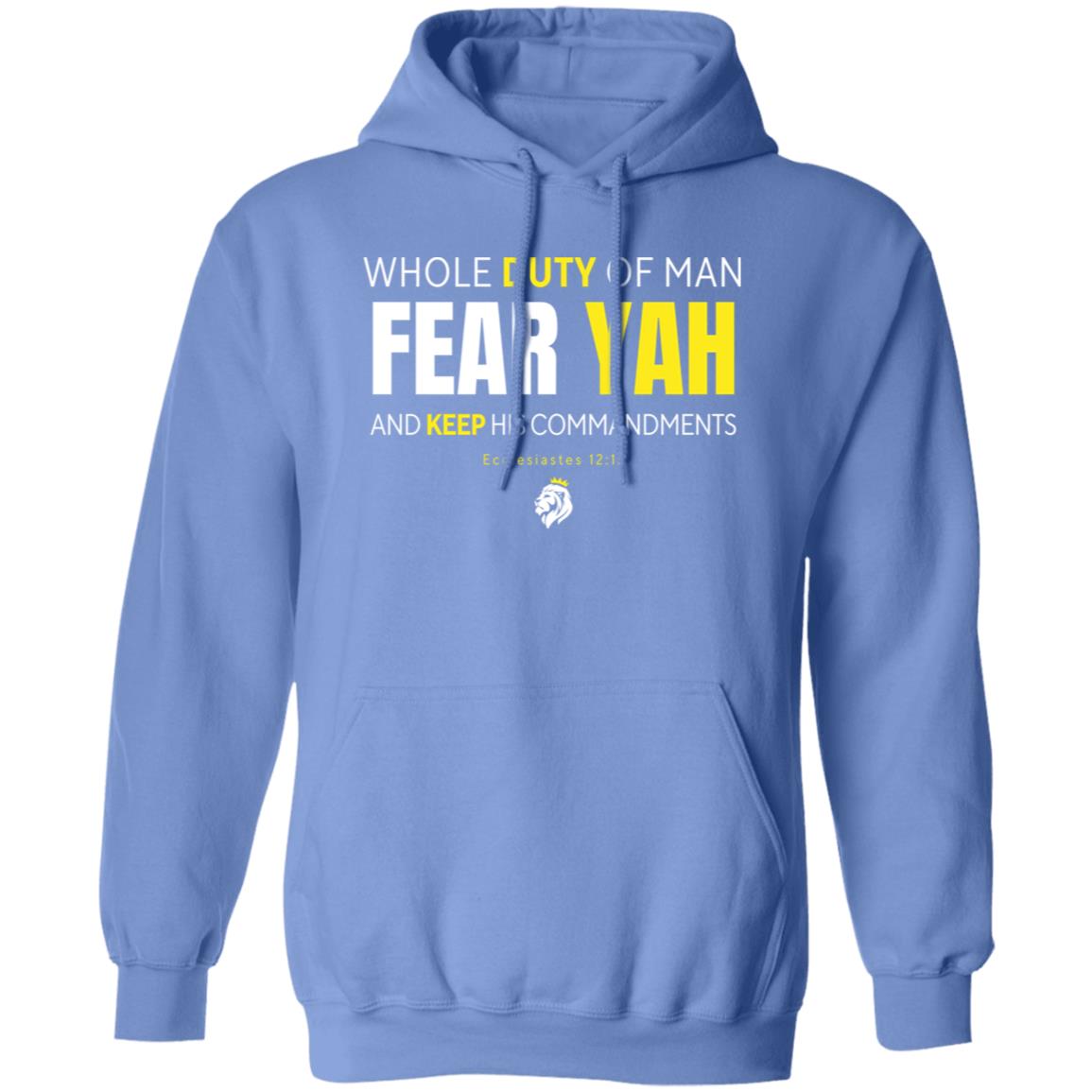 FEAR YAH AND KEEP HIS COMMANDMENTS in White and Yellow Letters Pullover Hoodie