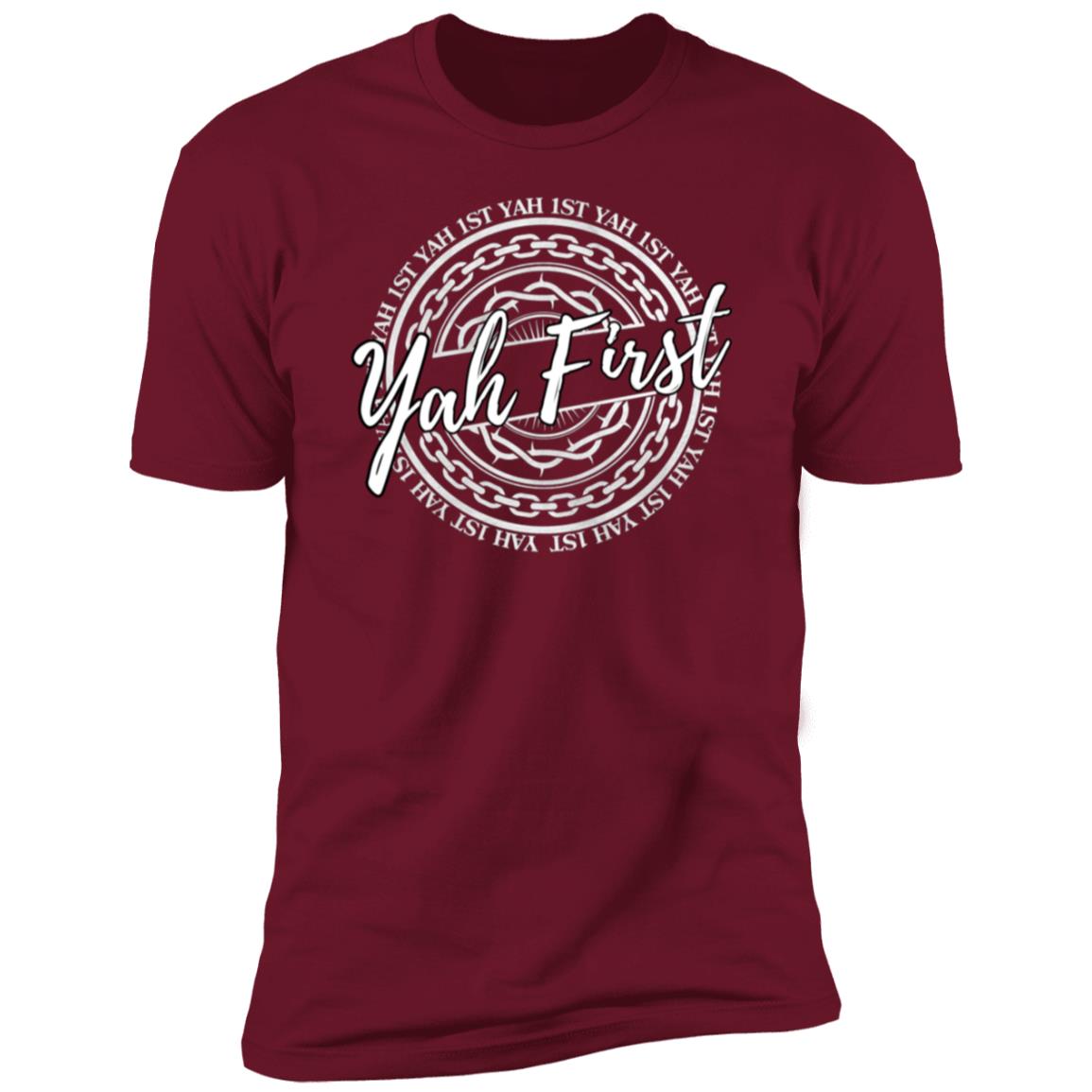 YAH FIRST In White Letters Men's Premium Short Sleeve T-Shirt