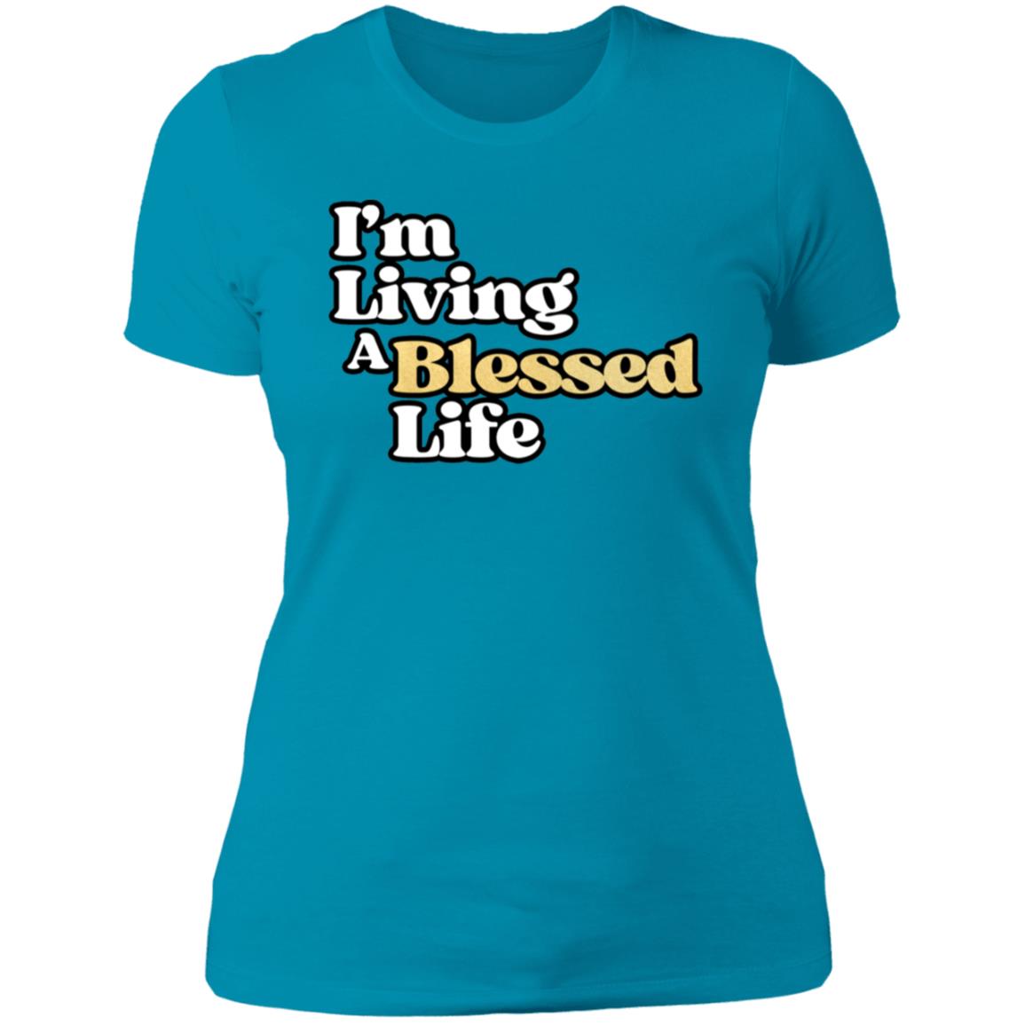 Blessed Life White and Gold Letters Ladies' T-Shirt