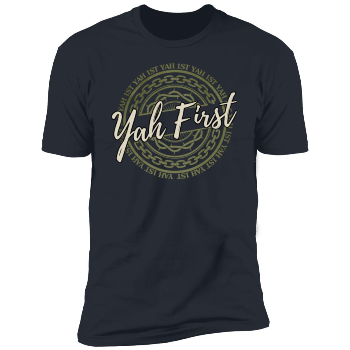 YAH First In Green Letters Men's Premium Short Sleeve T-Shirt