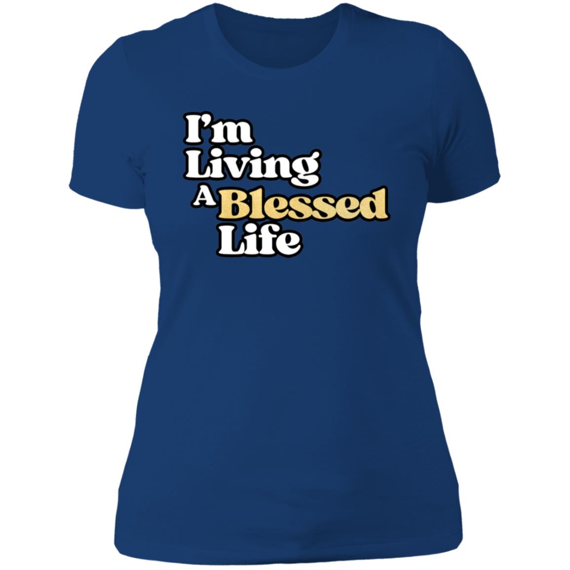 Blessed Life White and Gold Letters Ladies' T-Shirt